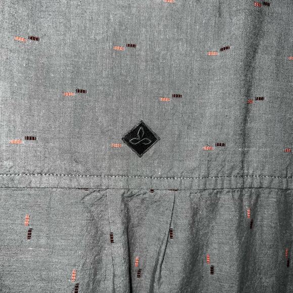 Prana Men Organic Cotton Printed Button Down Shirt Size 2XL Gray Short Sleeve - Picture 7 of 7